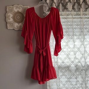 WHBM coral off the shoulder dress